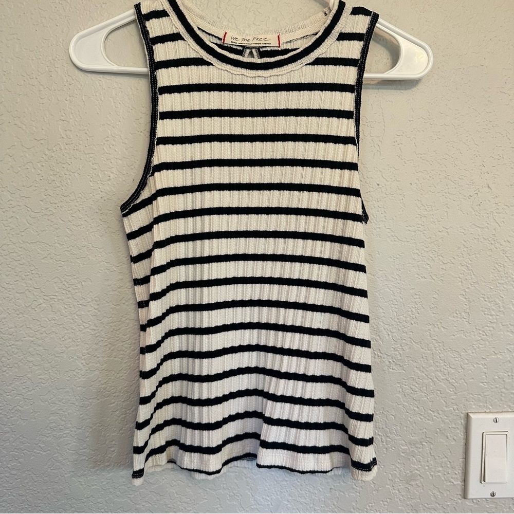Free People‎ Black White Striped Tank Top Size S